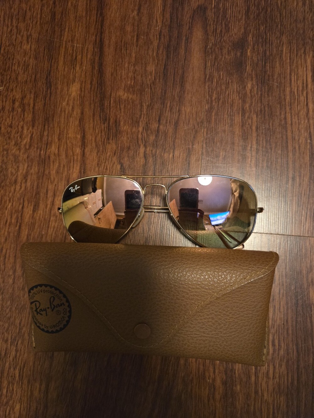 Ray-Ban Aviator Sunglasses - Gold Frame with Brown Mirrored Lenses
